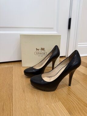 Coach Black Leather Platform Pumps - Sleek Stiletto Heels